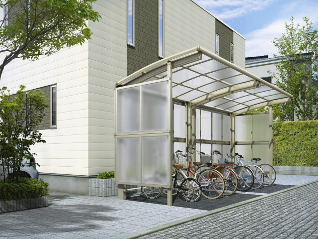 ↑レイナパークグラン たて2 車止めバー付連棟セットJ292921H 屋根ふき材ポリカ (トーメイマット 車止めバー付 H2__XCSS0350