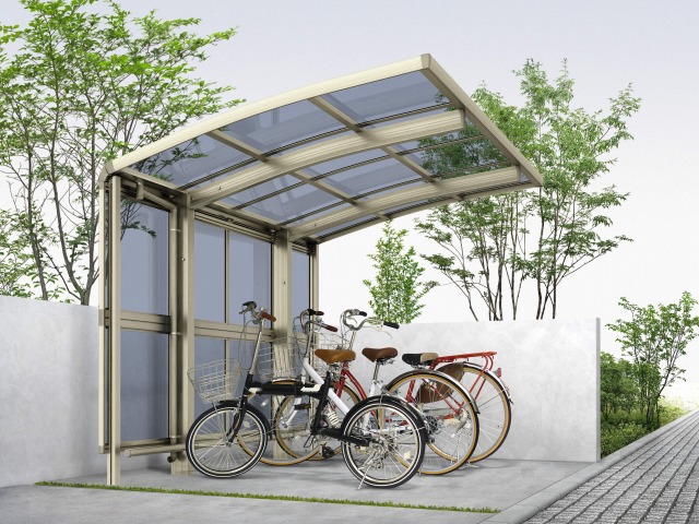 ↑レイナポートグラン ミニZ 基本セット2921 サイドパネル2917 屋根ふき材ポリカ (アースブルー 車止めバー付 H2_両側支持_XCH21079A