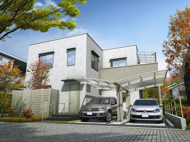 ↑レイナポートグラン Y合掌セット:Y5127・27 屋根ふき材:ポリカ (トーメイマット H2_施工外観CG_XCSS0322