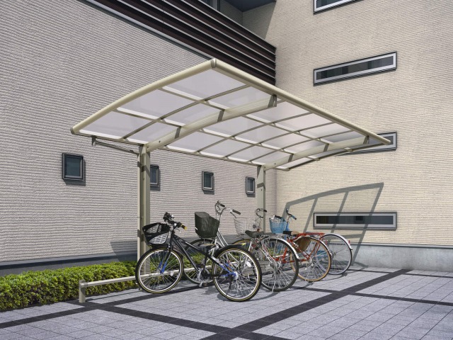↑レイナポートグラン ミニ 基本セット5121 屋根ふき材ポリカ トーメイマット 車止めバー付 H2_施工外観CG_XCSS0348