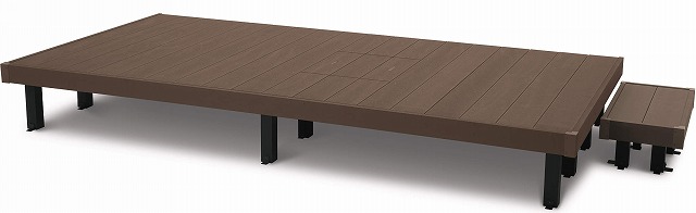 ↑リウッドデッキ 200 Sタイプ 幅3651×奥行1820mm(2間×6尺)/独立式 リウッドステップ2型 FF 【戸建住宅・1階専用商品】 特長説明用 リウッドステップ+点検口:XGFF0484