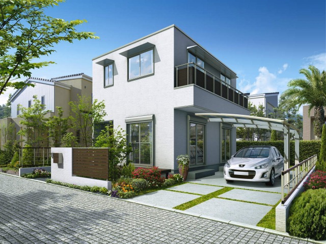 ↑レイナポートグラン 基本セット:5130 屋根ふき材:熱線遮断ポリカ (マット調 H2_施工外観CG_XCSS0317