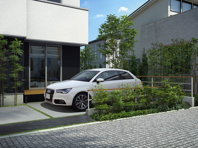 ↑ルシアス フェンスLite02型 T80 施工例_施工外観CG_XFSS0196AW7