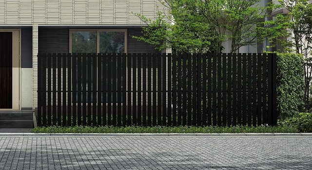 ↑ルシアス スクリーンフェンス S04型 たて板格子 T200 B7_6000_XFSS0206B7