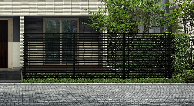 ↑ルシアス スクリーンフェンス S01型 細横格子 T200 B7_6000_XFSS0202B7