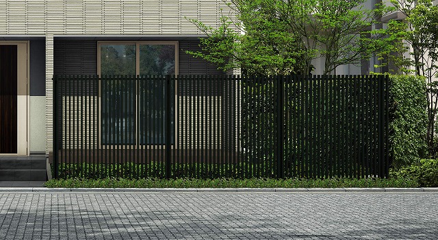 ↑ルシアス スクリーンフェンス S02型 たて格子 T200 B7_6000_XFSS0204B7