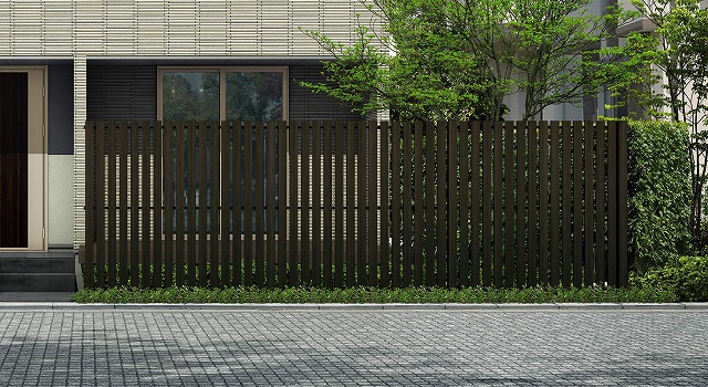 ↑ルシアス スクリーンフェンス S04型 たて板格子 T200 W6_6000_XFSS0206W6