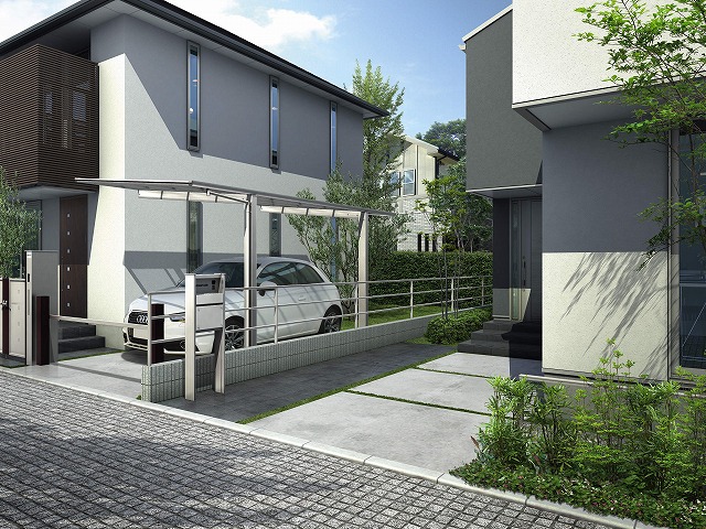 ↑ルシアス フェンスLite03型 T80 施工例_施工外観CG_XFSS0190A