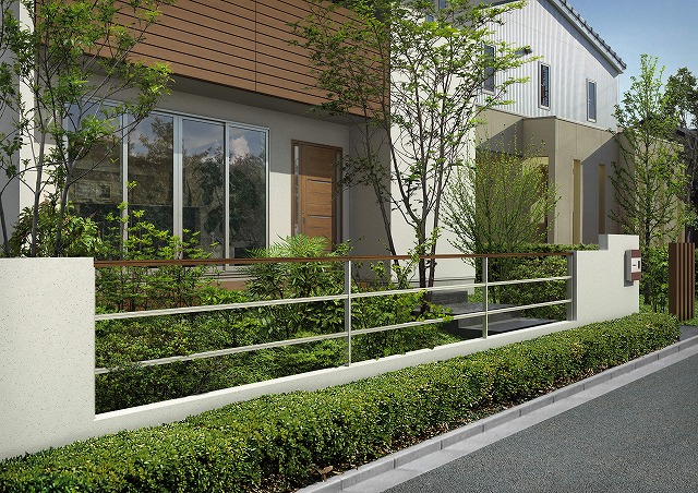 ↑ルシアス フェンスLite03型 T80 施工例_施工外観CG_XFSS0199AYF