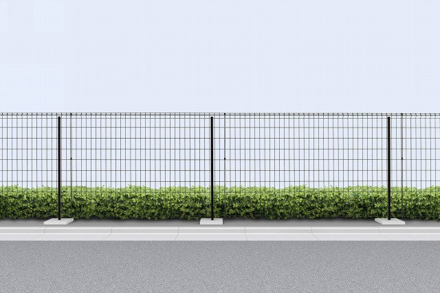 ↑イーネット フェンス1F型〈水平地用 アルミ自由柱施工 T120 OY_商品単体外観_XFOY0346