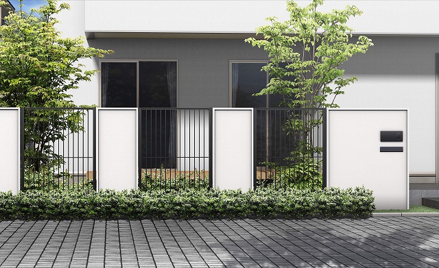 ↑シャローネ フェンス 間仕切柱 施工例_施工外観CG_XFSS0234